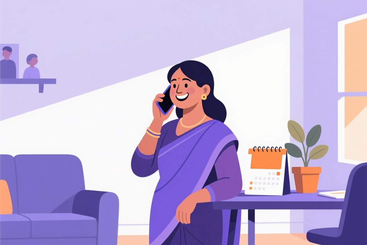 A borrower on the phone at home with a date marked on her calendar