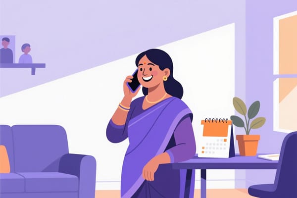 A borrower on the phone at home with a date marked on her calendar